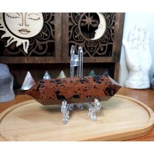 Polished Red Mahogany Obsidian Crystal Point Double Terminated